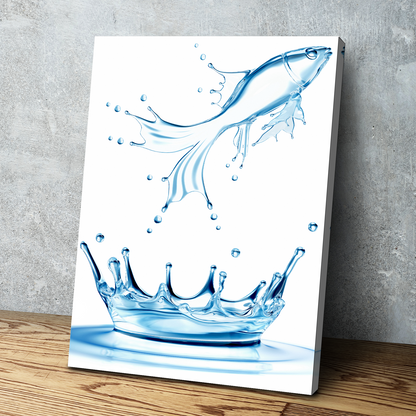 Water Fish Crown Portrait Bathroom Wall Art | Bathroom Wall Decor | Bathroom Canvas Art Prints | Canvas Wall Art